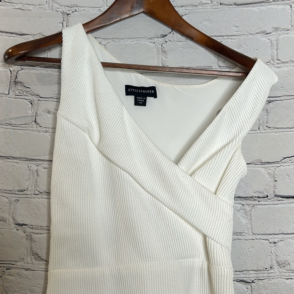 Stylestalker White Ribbed Dress Size X-Small Excellent Condition - Picture 3 of 10